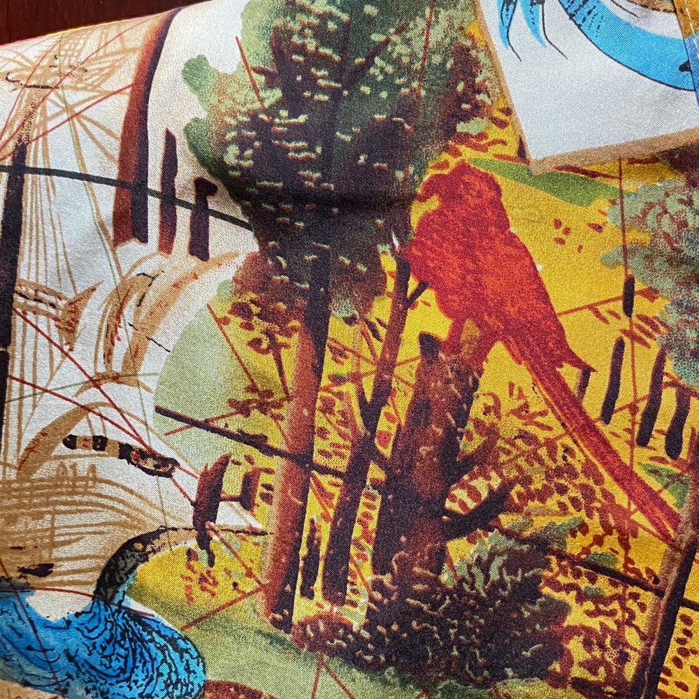 Point & Line 100% sandwashed silk Colorful Graphic Print size 3X vintage Top - Picture 15 of 16